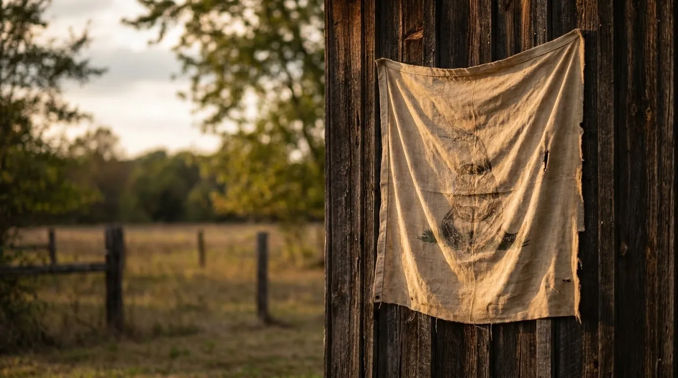 Detailed close-up of a vintage Don't Tread on Me colonial rattlesnake banner resting on a weathered wooden table